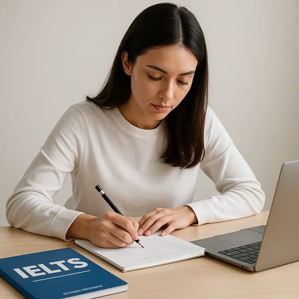 Aluno estudando para o IELTS com aulas particulares online
